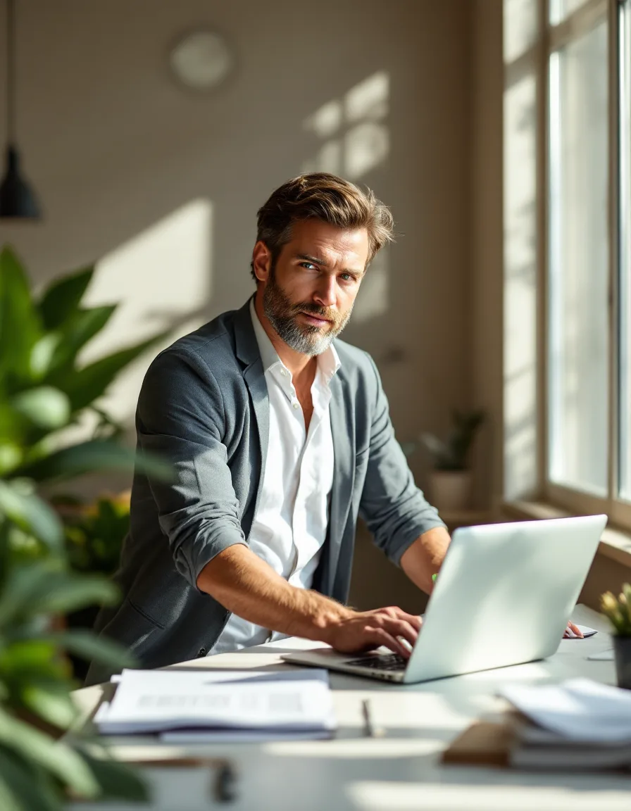 An Anvil Talent recruiter reviewing candidate briefs at a standing desk